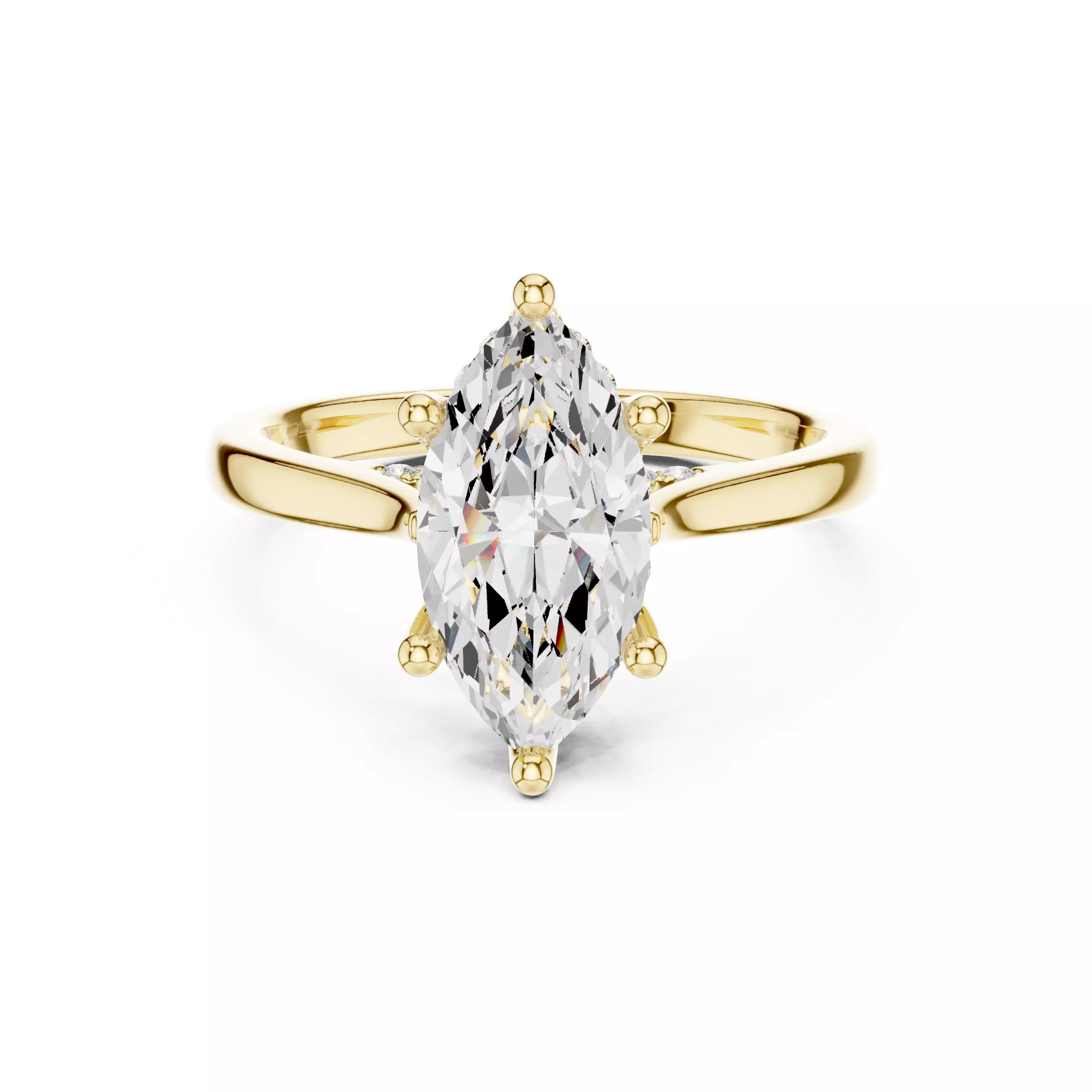 2CT Marquise Cut Hidden Halo Diamond On Bridge Ring File Video 3D print model_1