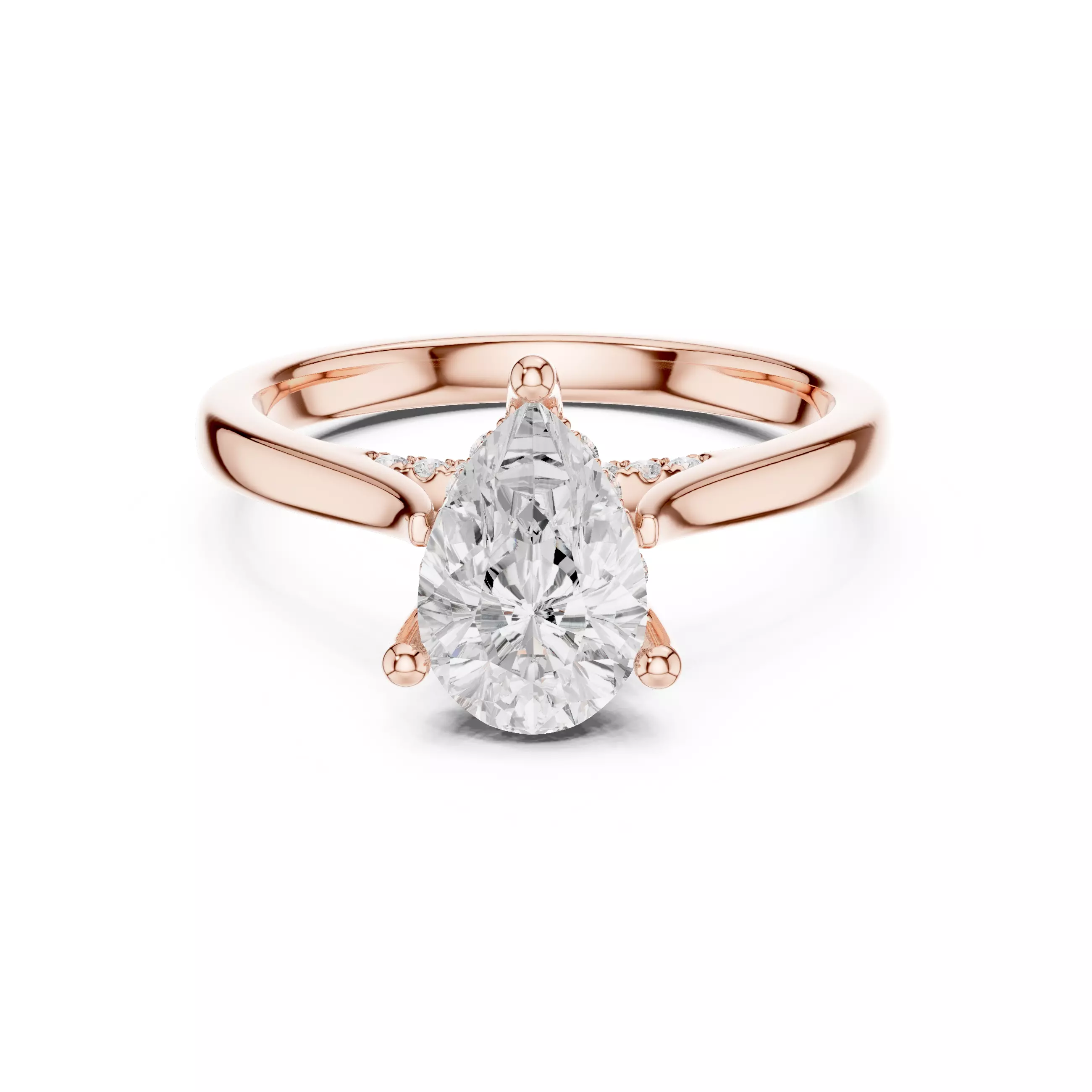 2CT Pear Cut Hidden Halo Diamond On Bridge Ring 3DM STL Video 3D print model