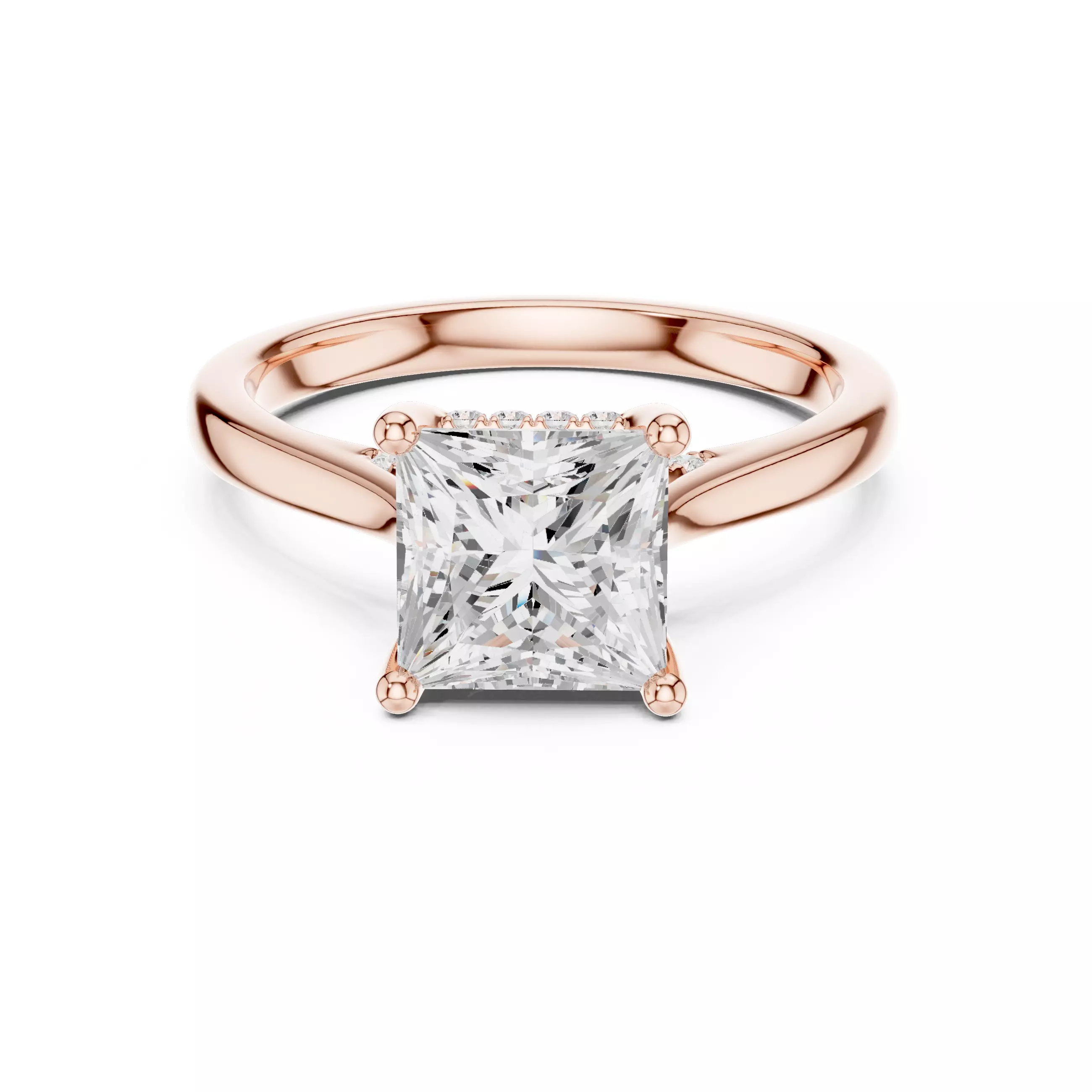2CT Princess Hidden Halo Diamond On Bridge Ring 3DM STL Video 3D print model
