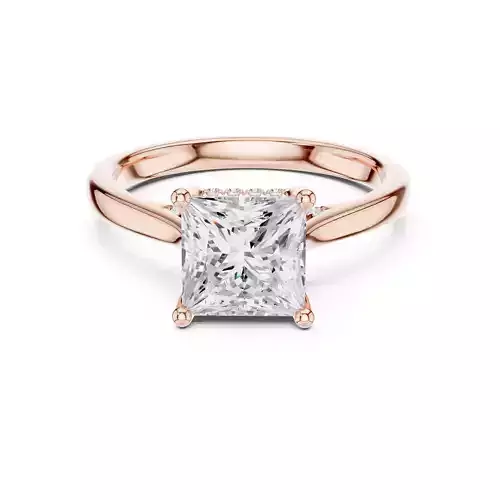 2CT Princess Hidden Halo Diamond On Bridge Ring 3DM STL Video