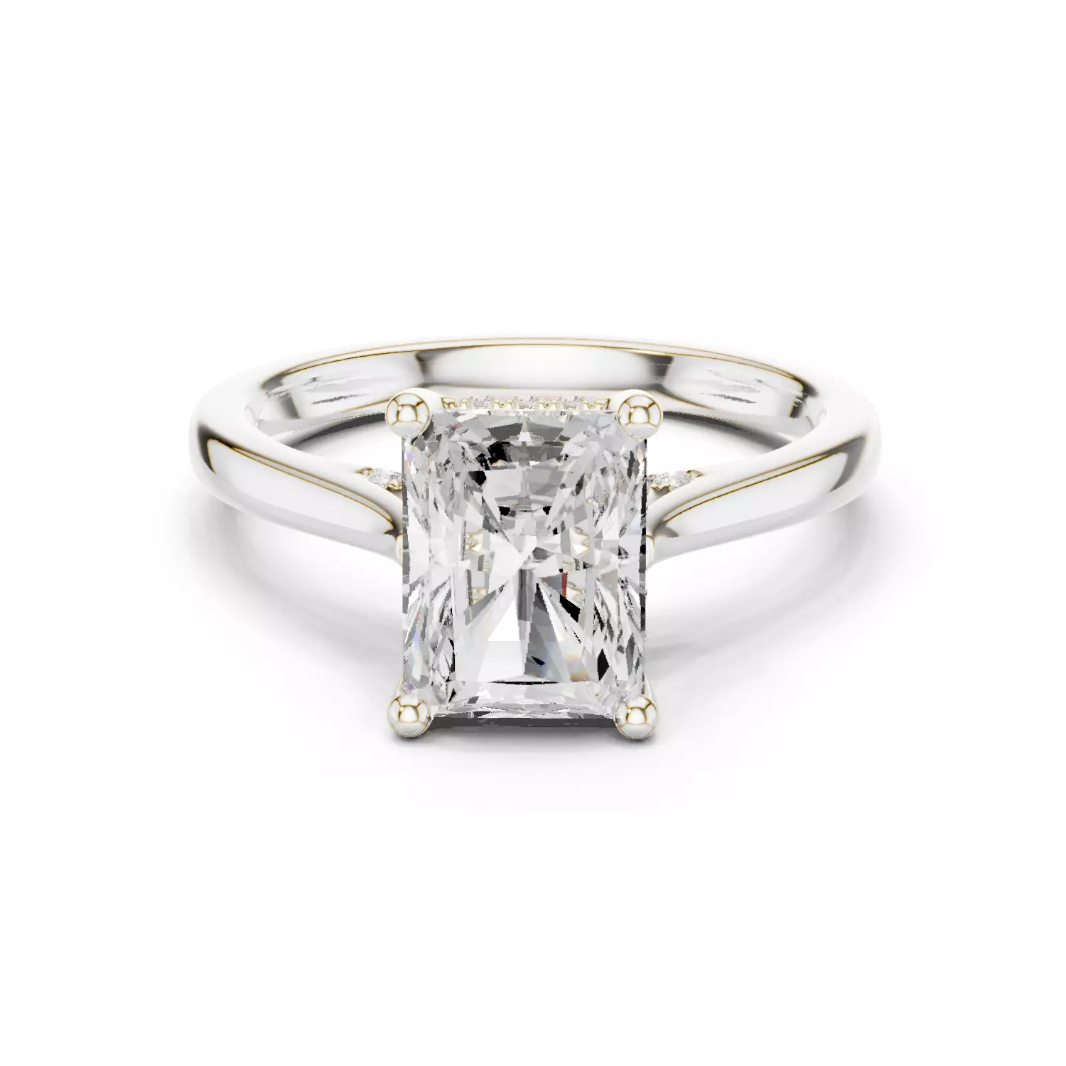 2CT Radiant Hidden Halo Diamond On Bridge Ring 3DM STL Video 3D print model_14