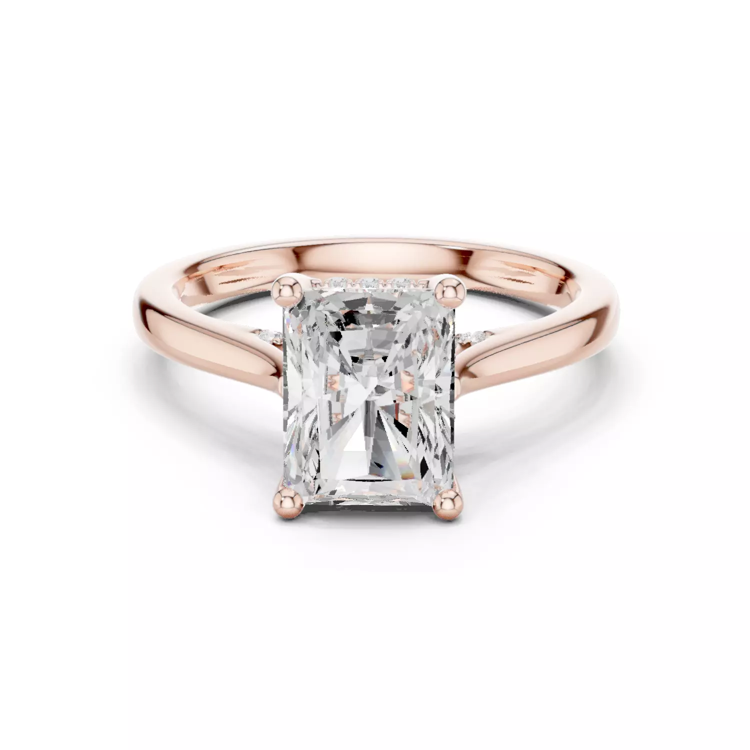 2CT Radiant Hidden Halo Diamond On Bridge Ring 3DM STL Video 3D print model_12