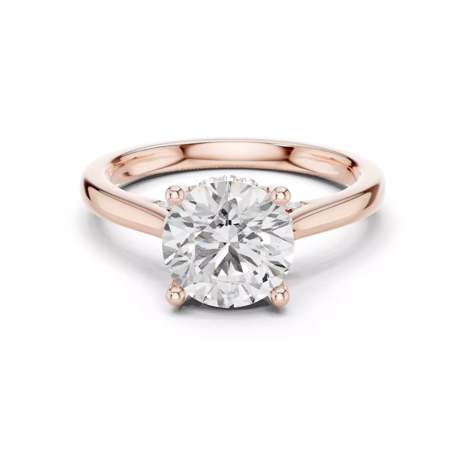 2CT Round Cut Hidden Halo Diamond On Bridge Ring 3DM STL Video 3D print model_12