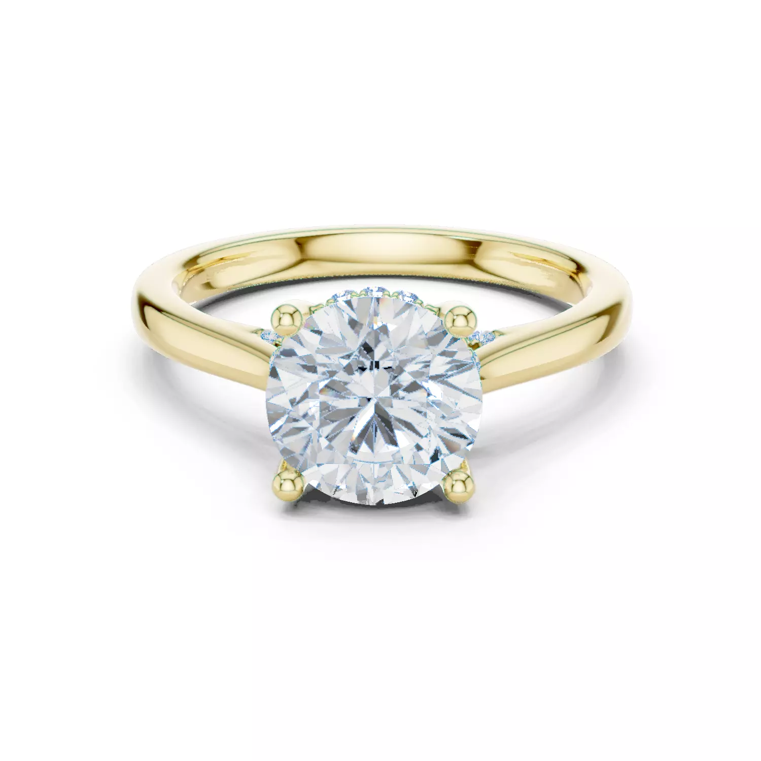 2CT Round Cut Hidden Halo Diamond On Bridge Ring 3DM STL Video 3D print model_13