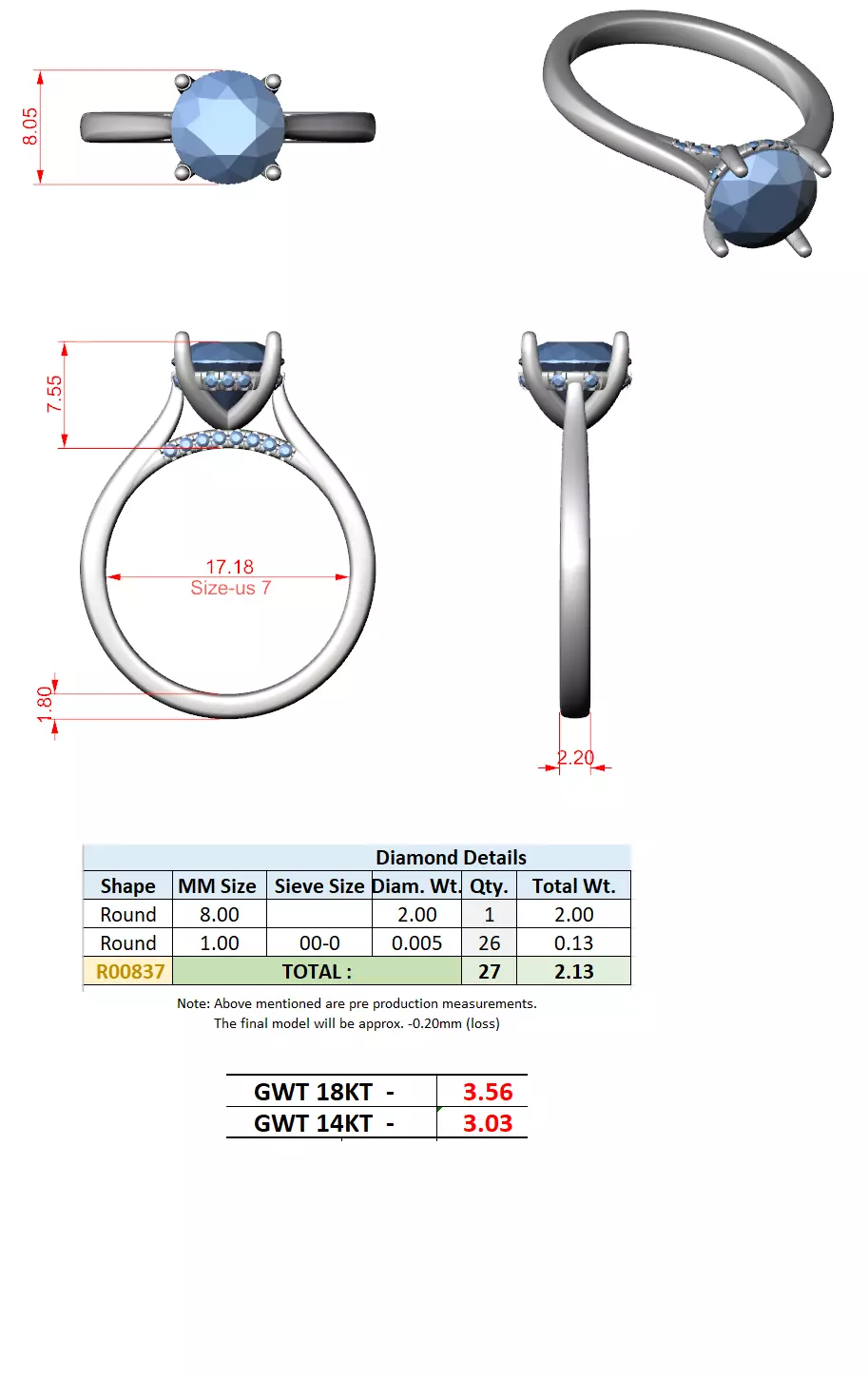 2CT Round Cut Hidden Halo Diamond On Bridge Ring 3DM STL Video 3D print model_15