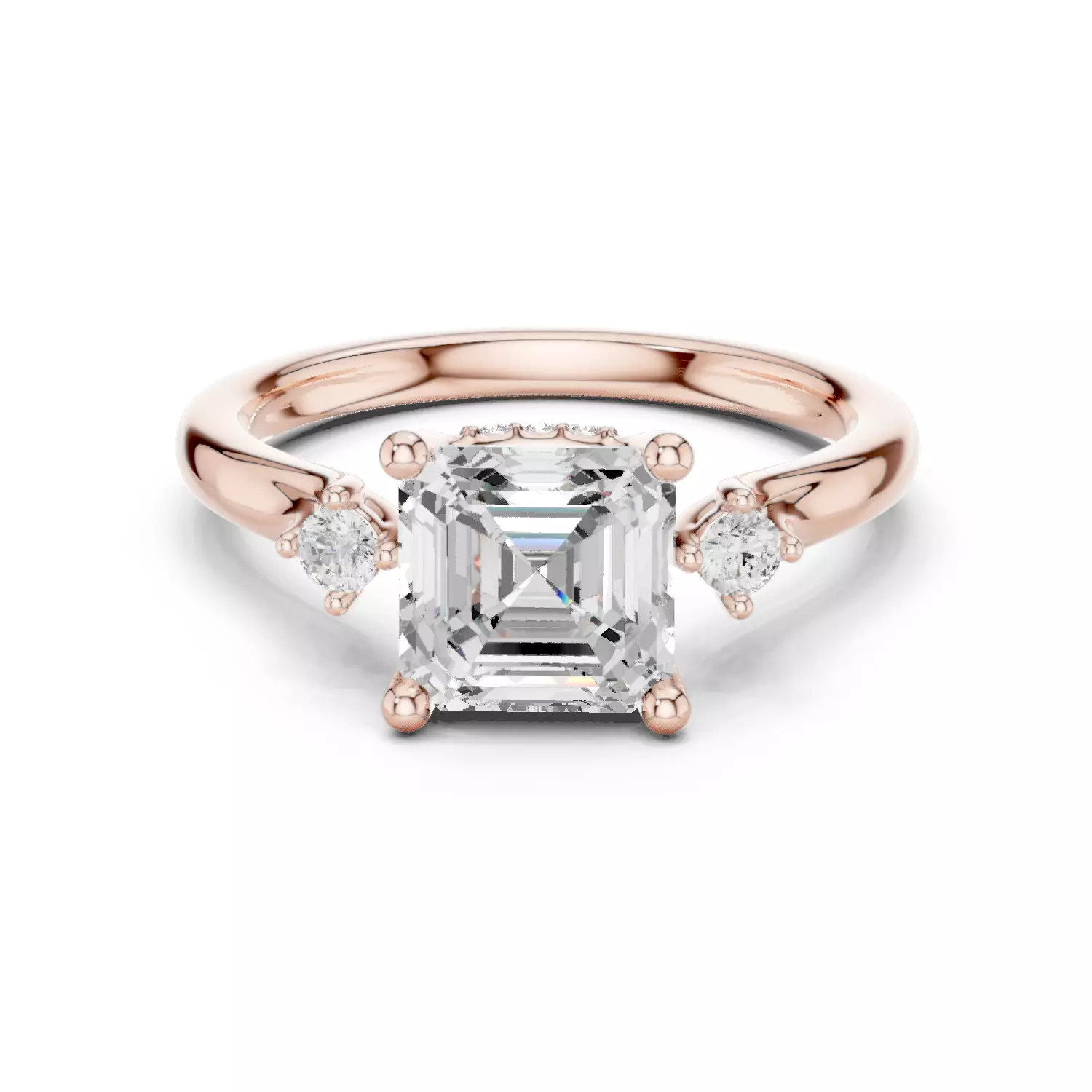 2CT Asscher Cut Diamond Engagement Wedding Ring 3DM STL Video 3D print model_12