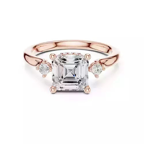 2CT Asscher Cut Diamond Engagement Wedding Ring 3DM STL Video 3D print model