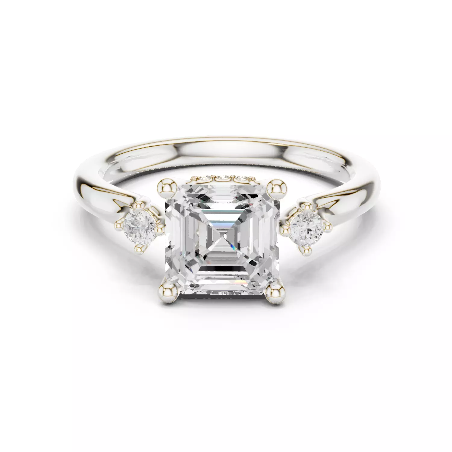 2CT Asscher Cut Diamond Engagement Wedding Ring 3DM STL Video 3D print model_14