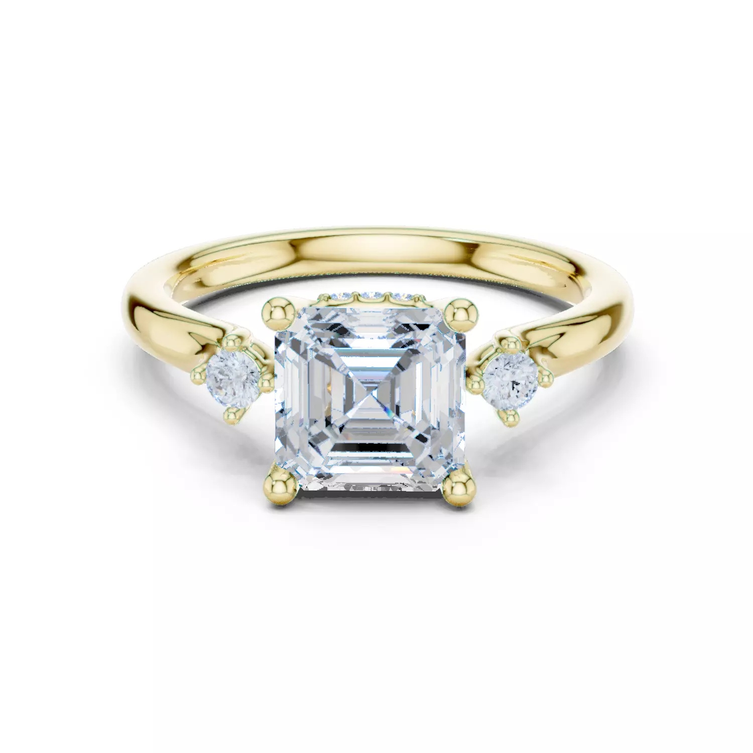 2CT Asscher Cut Diamond Engagement Wedding Ring 3DM STL Video 3D print model_13