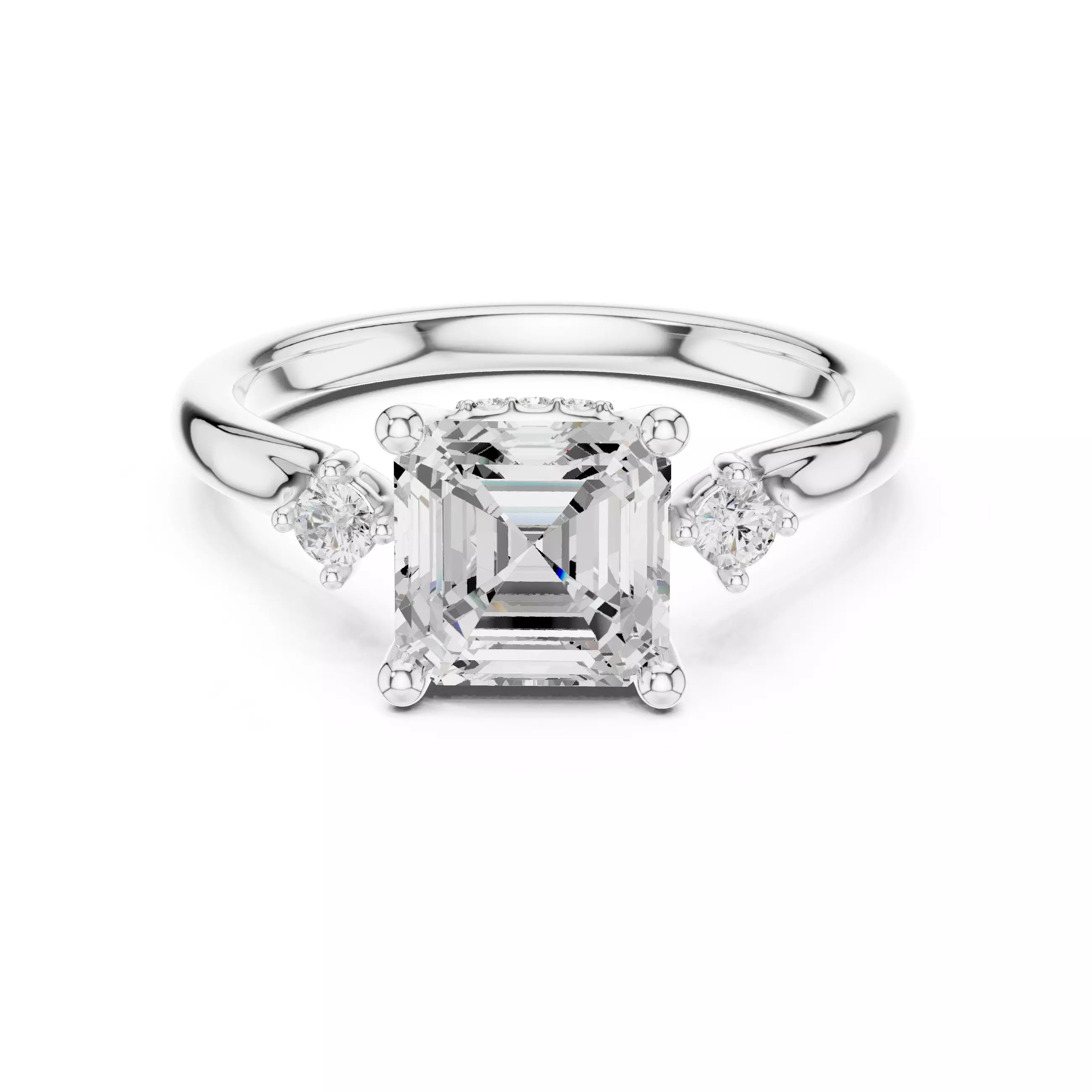 2CT Asscher Cut Diamond Engagement Wedding Ring 3DM STL Video 3D print model_2