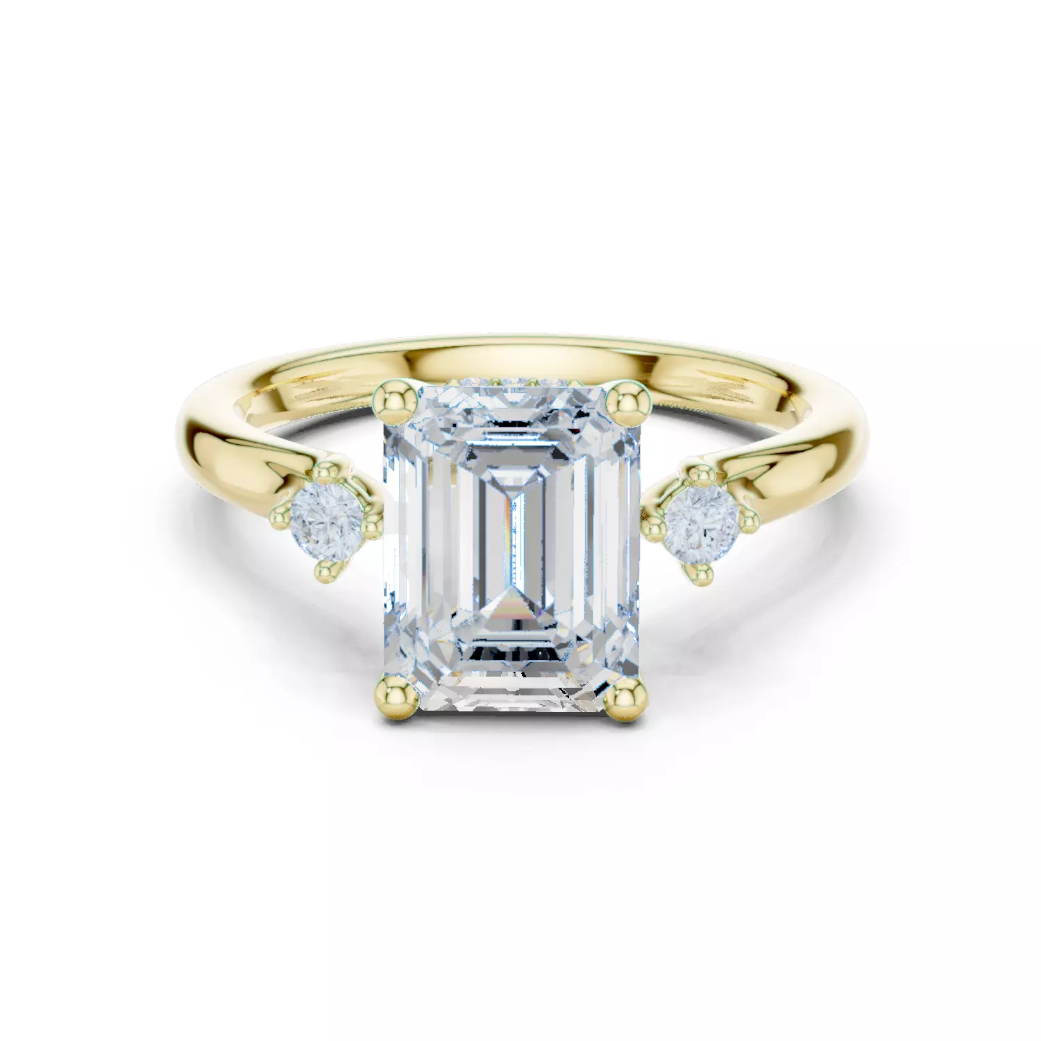 2CT Emerald Cut Diamond Engagement Wedding Ring 3DM STL Video 3D print model_13