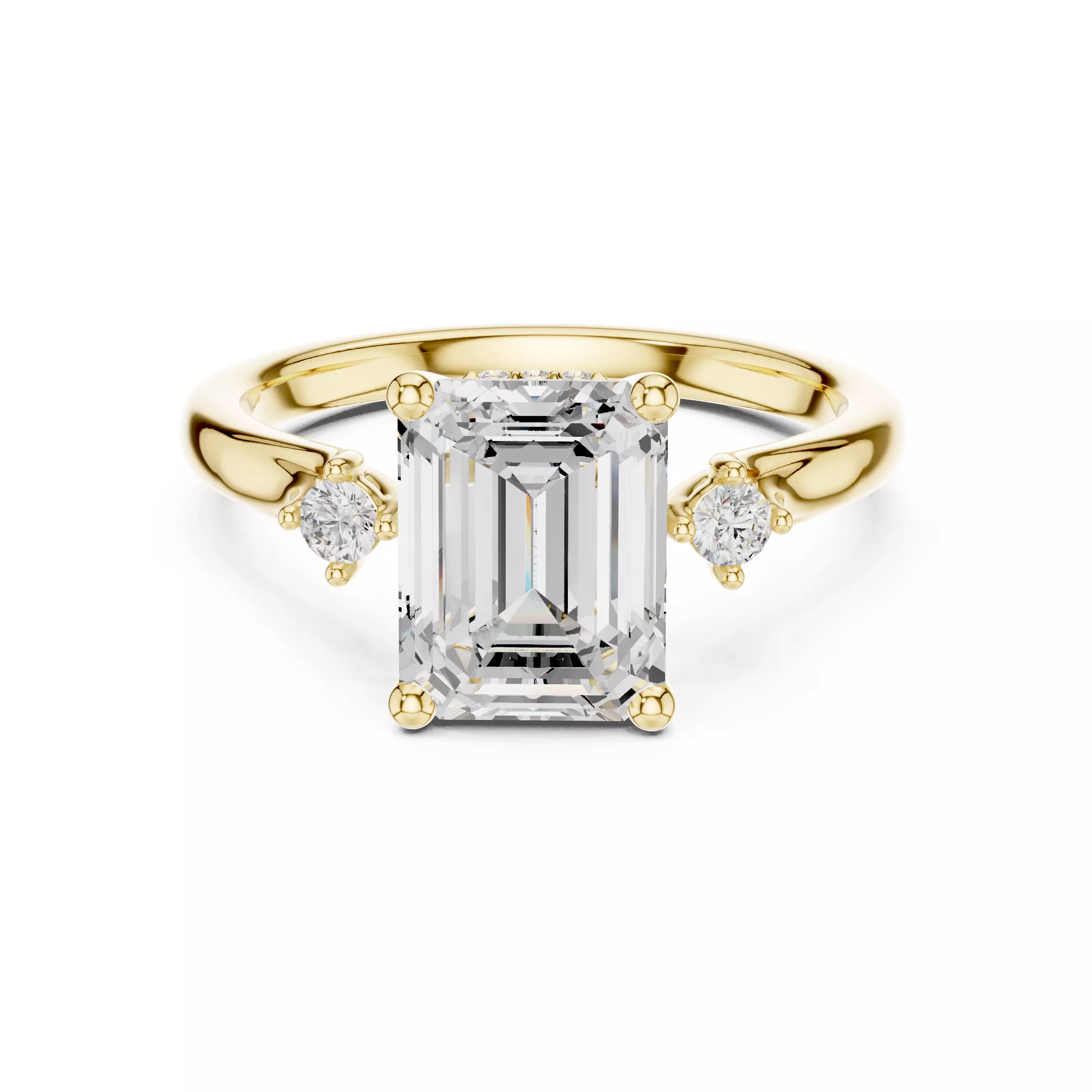 2CT Emerald Cut Diamond Engagement Wedding Ring 3DM STL Video 3D print model_1