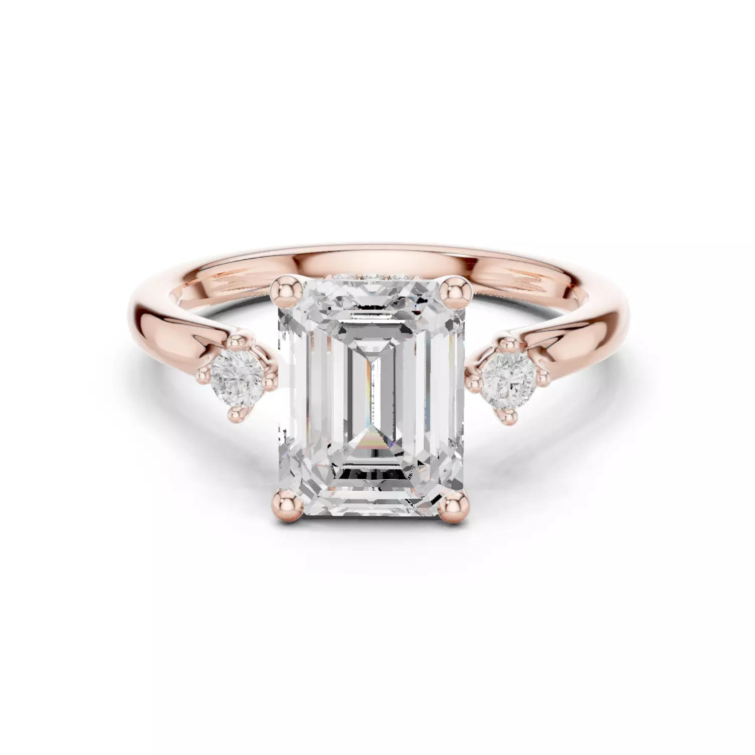 2CT Emerald Cut Diamond Engagement Wedding Ring 3DM STL Video 3D print model_12