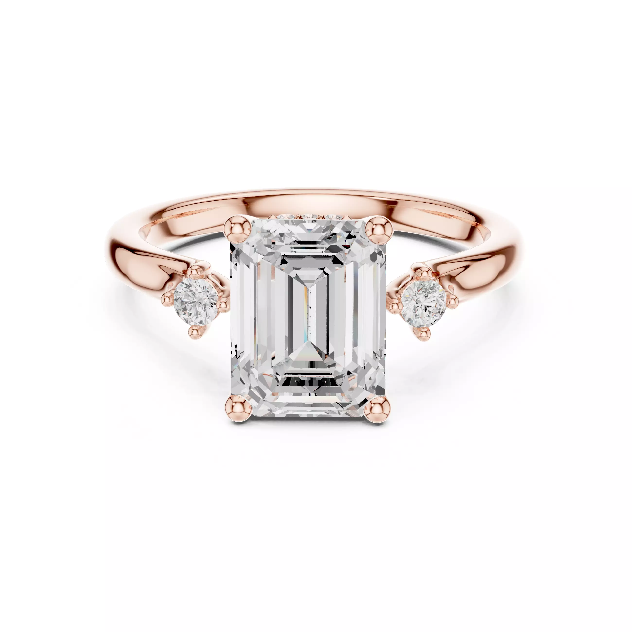 2CT Emerald Cut Diamond Engagement Wedding Ring 3DM STL Video 3D print model_0