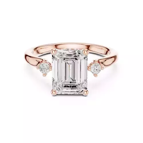 2CT Emerald Cut Diamond Engagement Wedding Ring 3DM STL Video 3D print model