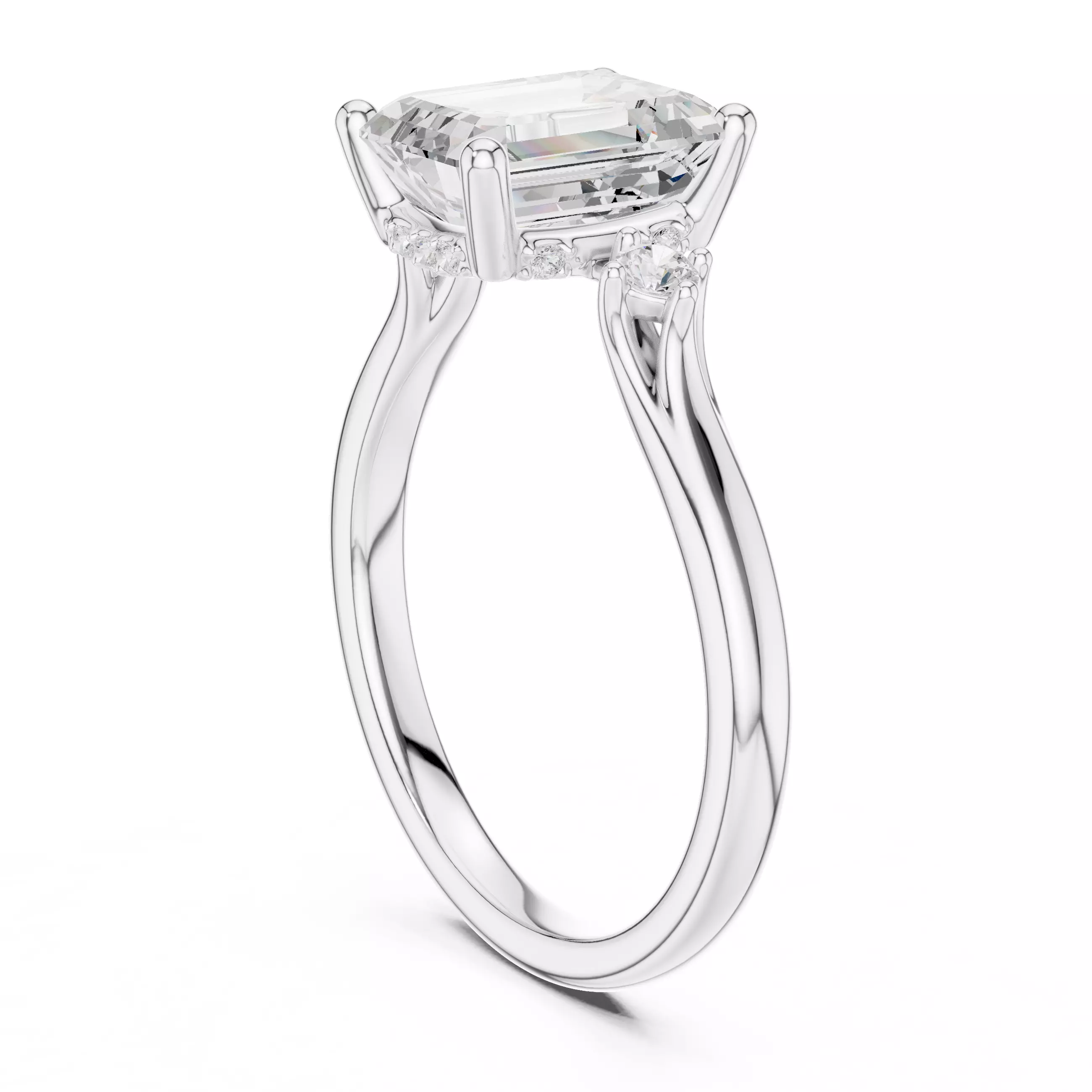 2CT Emerald Cut Diamond Engagement Wedding Ring 3DM STL Video 3D print model_9