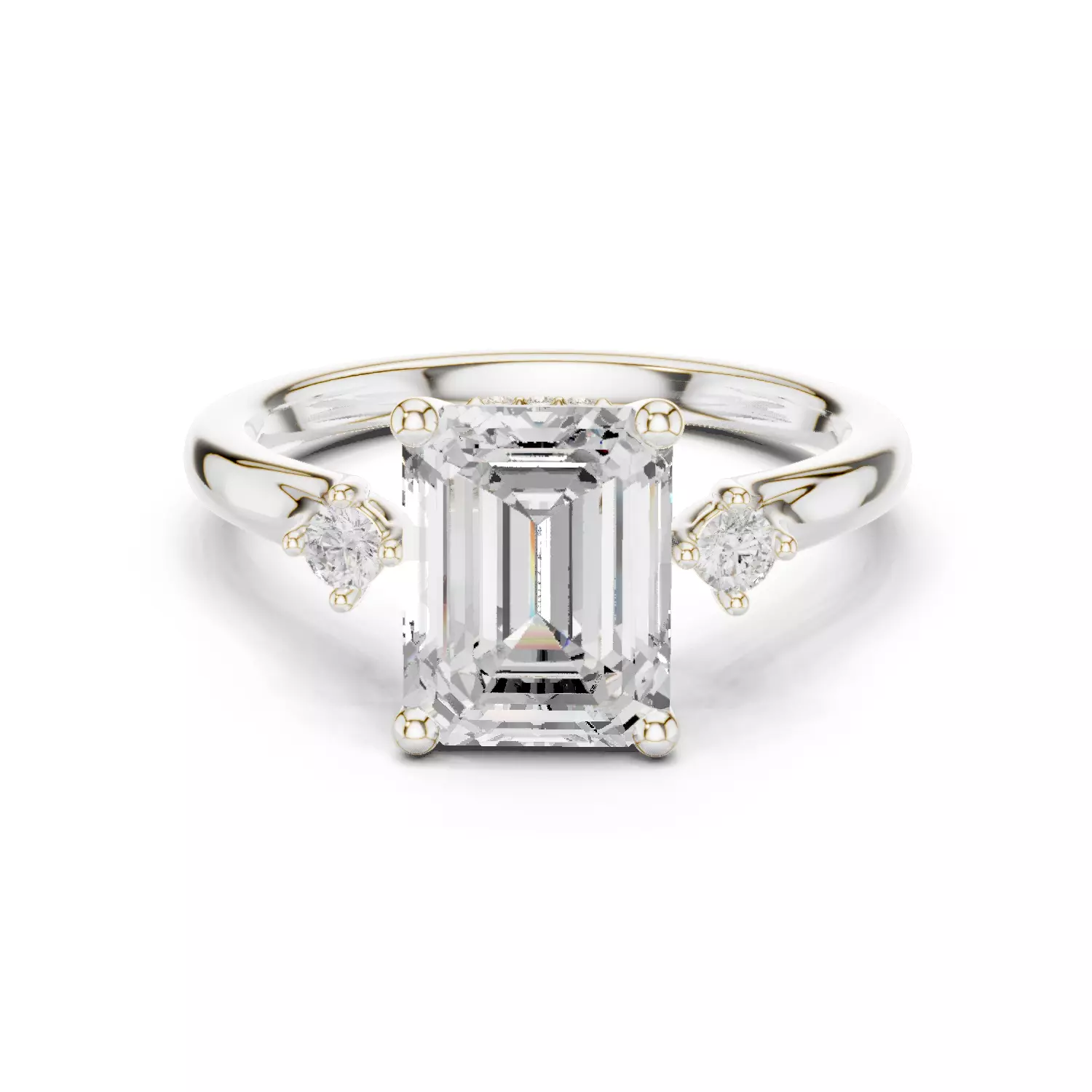 2CT Emerald Cut Diamond Engagement Wedding Ring 3DM STL Video 3D print model_14