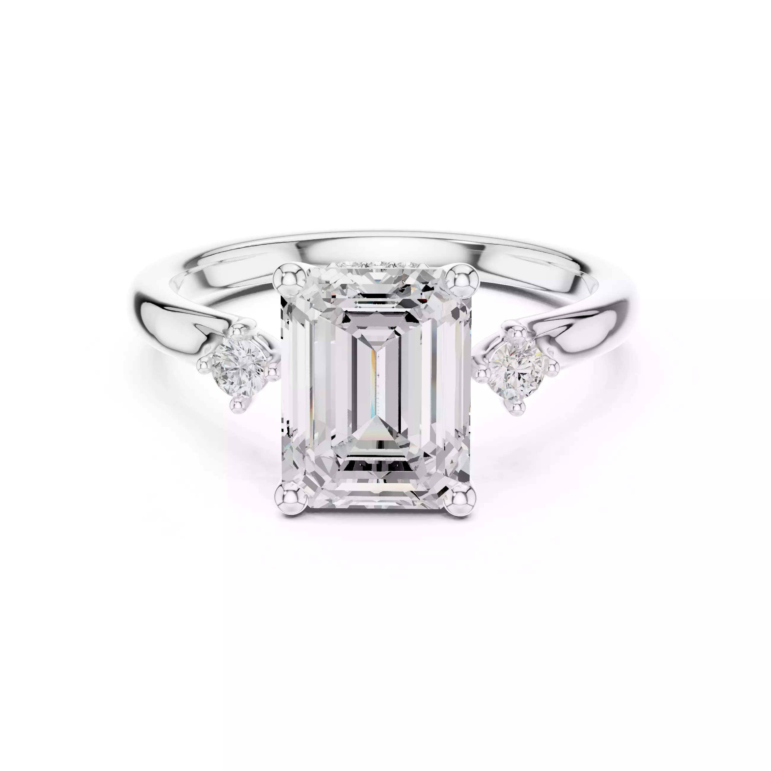 2CT Emerald Cut Diamond Engagement Wedding Ring 3DM STL Video 3D print model_2