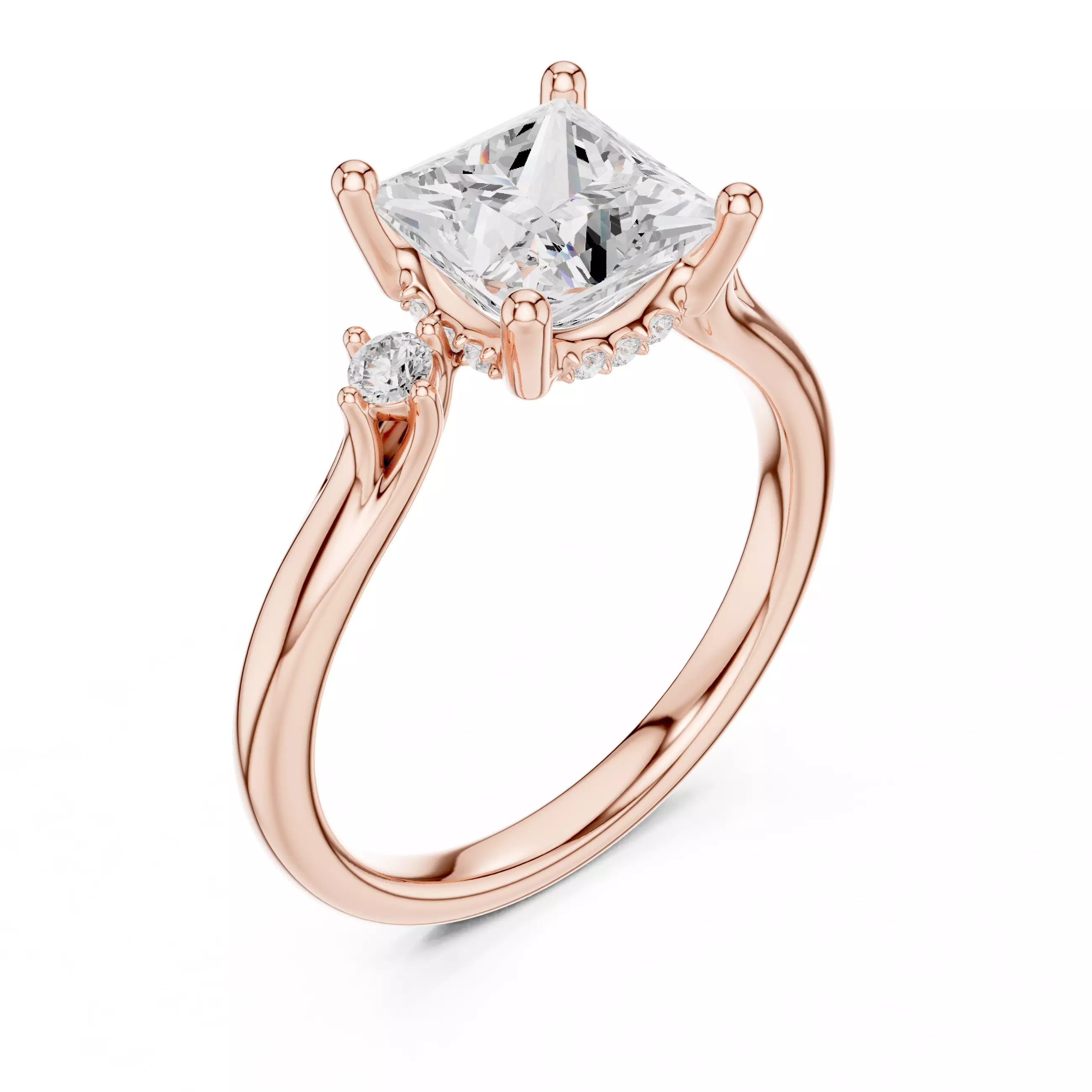 2CT Princess Cut Diamond Engagement Wedding Ring 3DM STL Video 3D print model_4