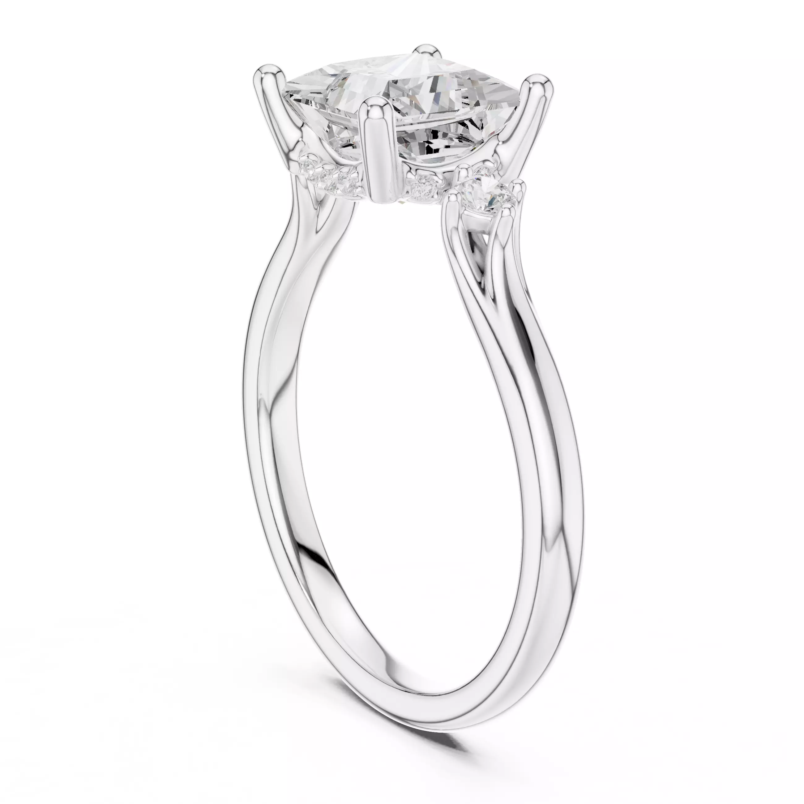 2CT Princess Cut Diamond Engagement Wedding Ring 3DM STL Video 3D print model_9