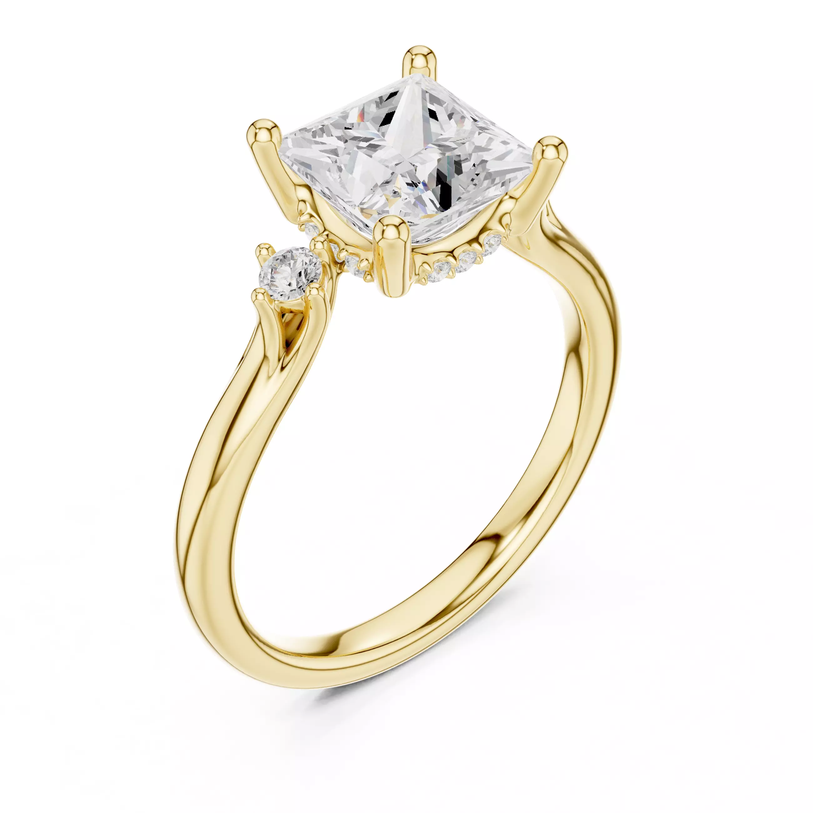 2CT Princess Cut Diamond Engagement Wedding Ring 3DM STL Video 3D print model_7