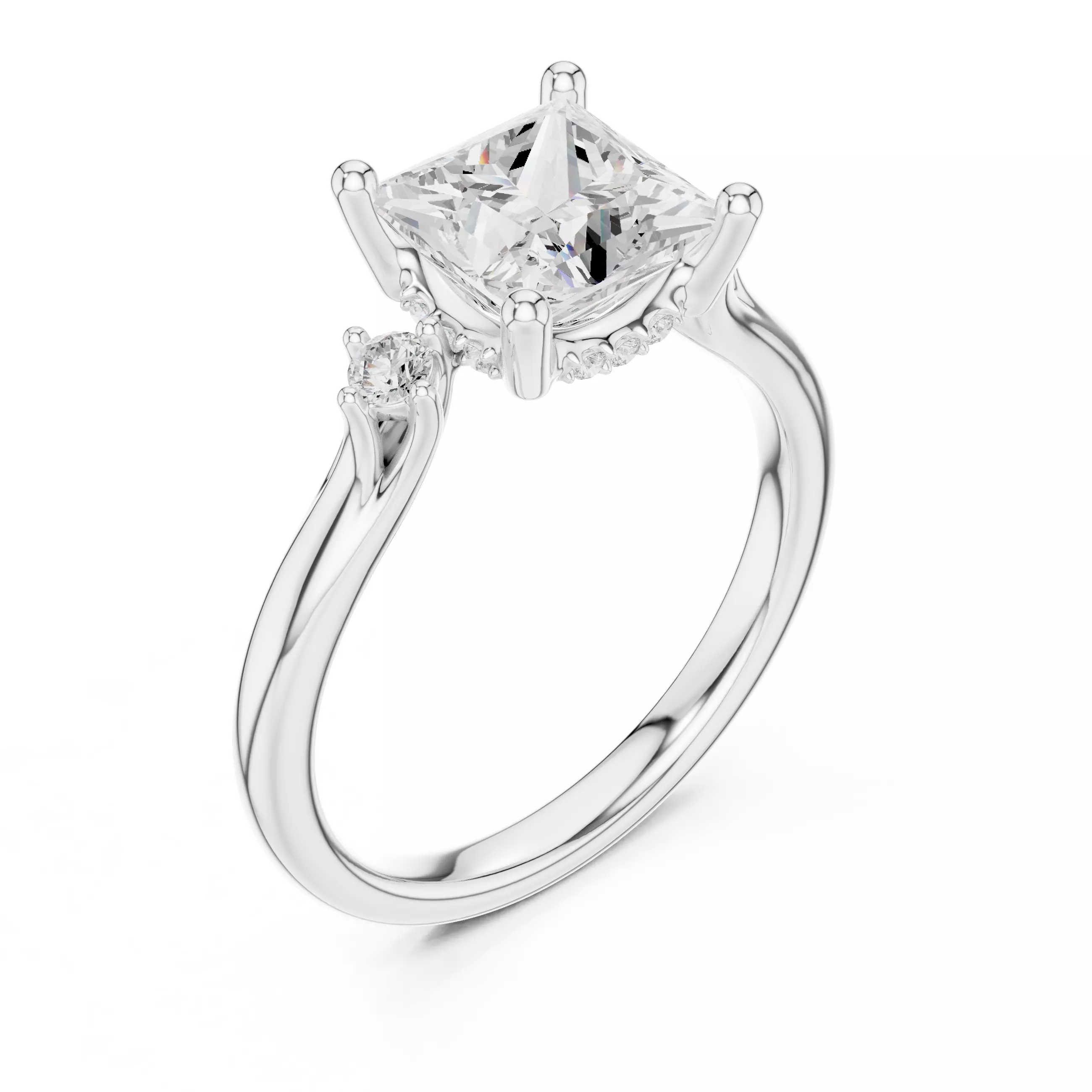 2CT Princess Cut Diamond Engagement Wedding Ring 3DM STL Video 3D print model_10