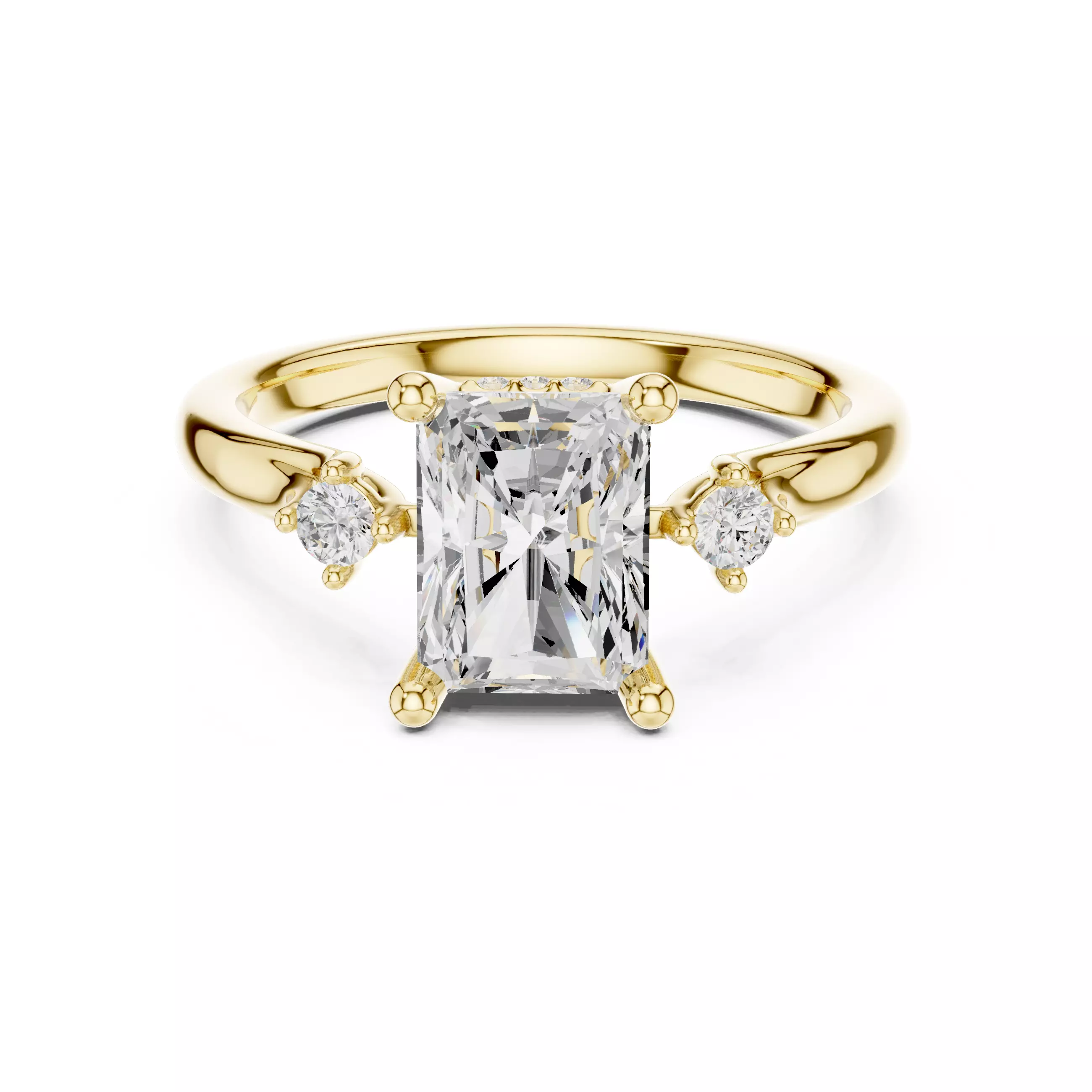 2CT Radiant Cut Diamond Engagement Wedding Ring 3DM STL Video 3D print model_1