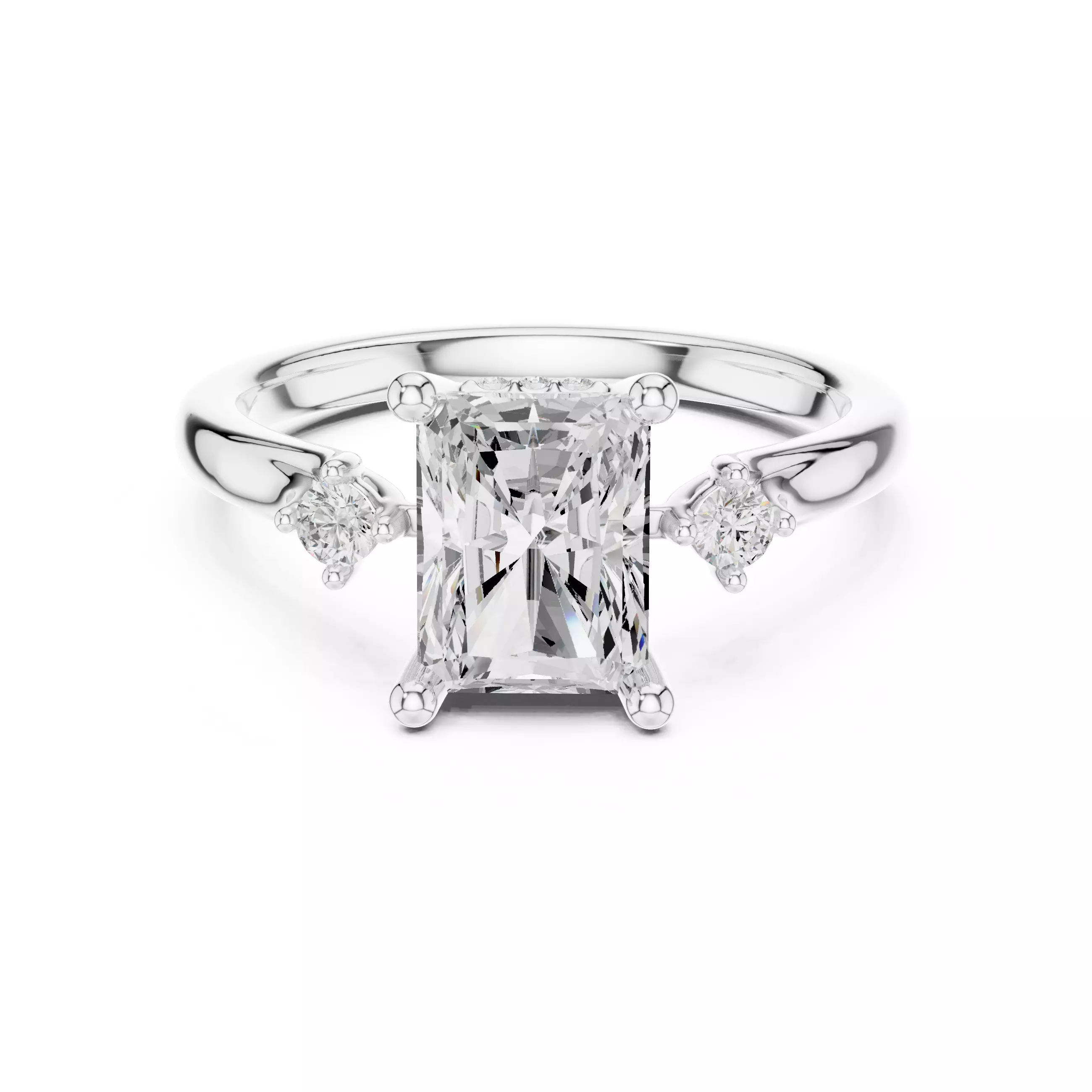 2CT Radiant Cut Diamond Engagement Wedding Ring 3DM STL Video 3D print model_2