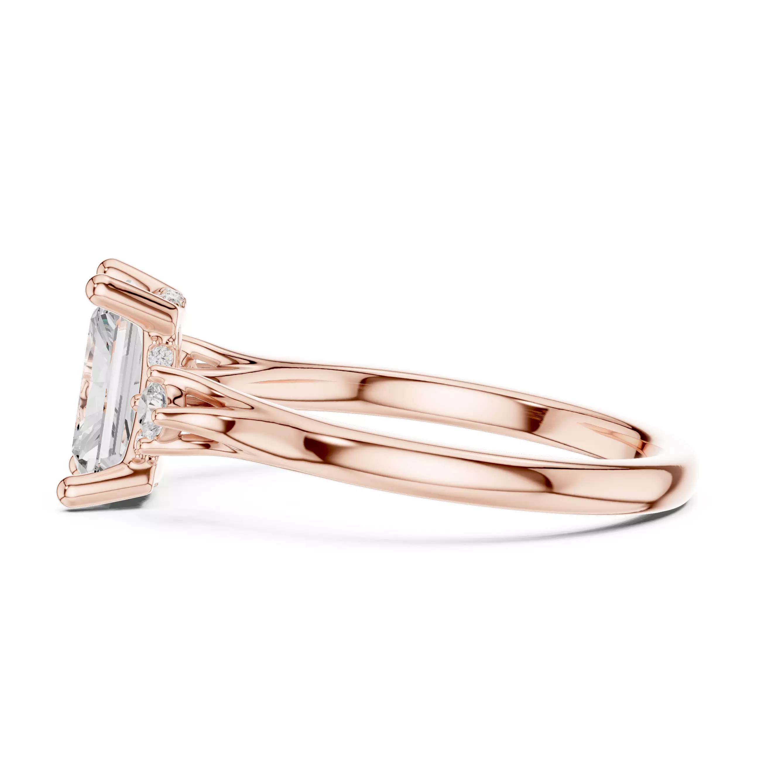 2CT Radiant Cut Diamond Engagement Wedding Ring 3DM STL Video 3D print model_5