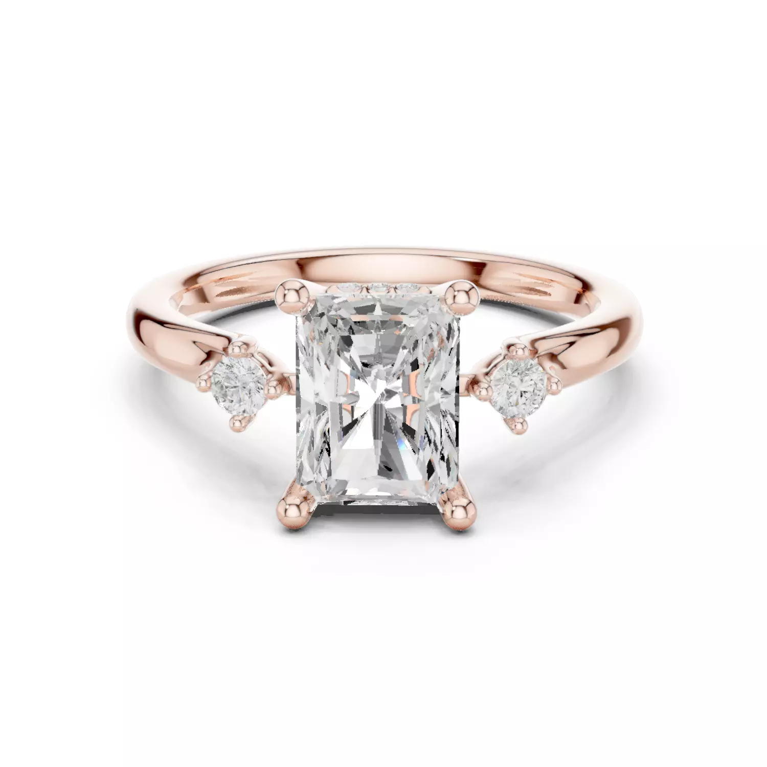 2CT Radiant Cut Diamond Engagement Wedding Ring 3DM STL Video 3D print model_12