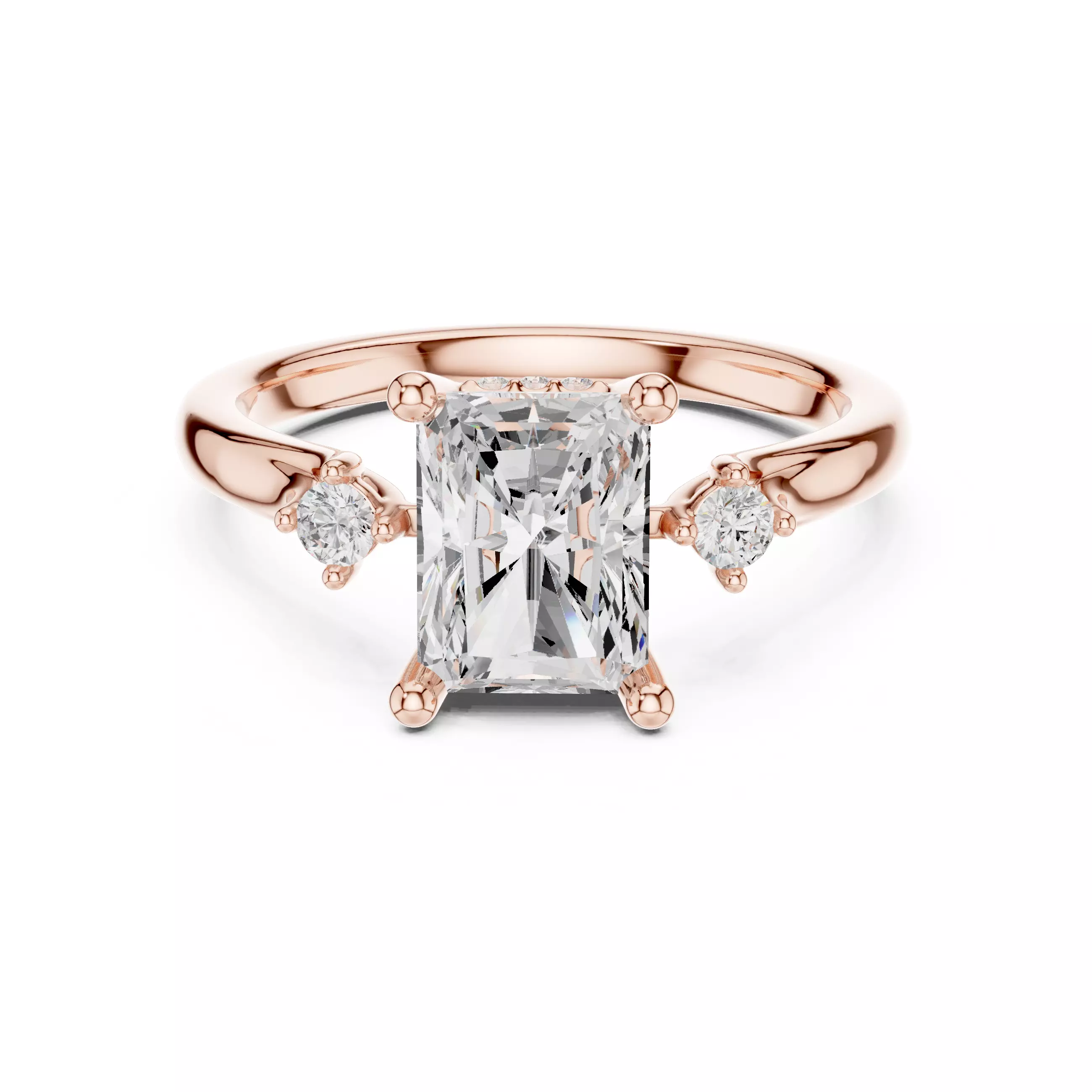 2CT Radiant Cut Diamond Engagement Wedding Ring 3DM STL Video 3D print model_0