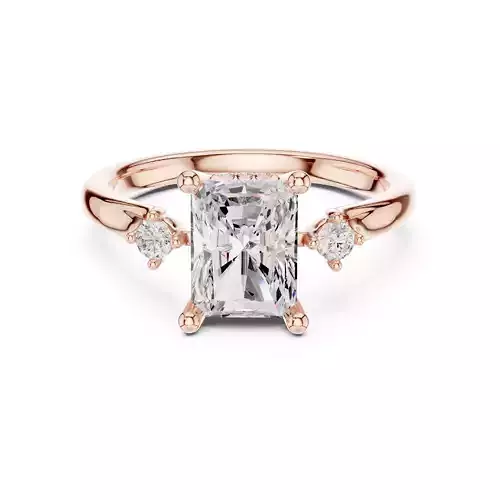 2CT Radiant Cut Diamond Engagement Wedding Ring 3DM STL Video 3D print model