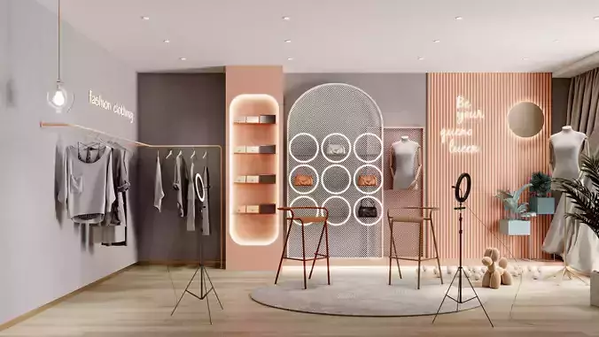 Modern clothing live broadcast room bag store