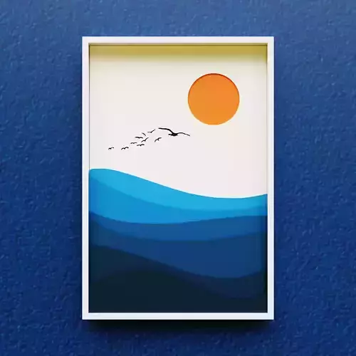 Multilayered Ocean Sunset Wall Art - 3D Printable Home Decor