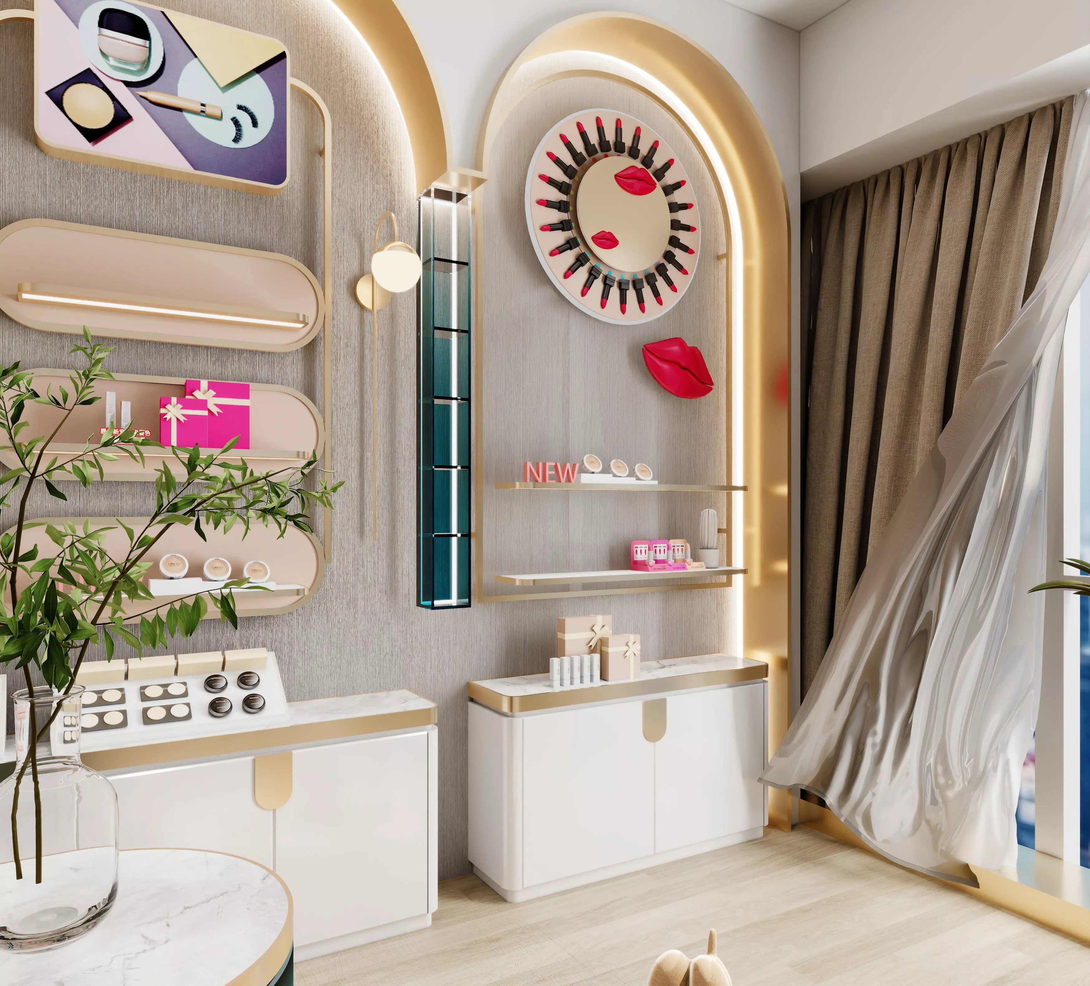 Exhibition Cosmetics  store - Modern live broadcast room Low-poly 3D model_6