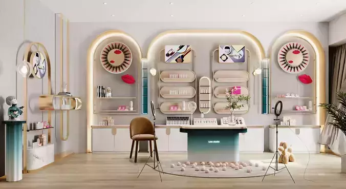 Exhibition Cosmetics  store - Modern live broadcast room