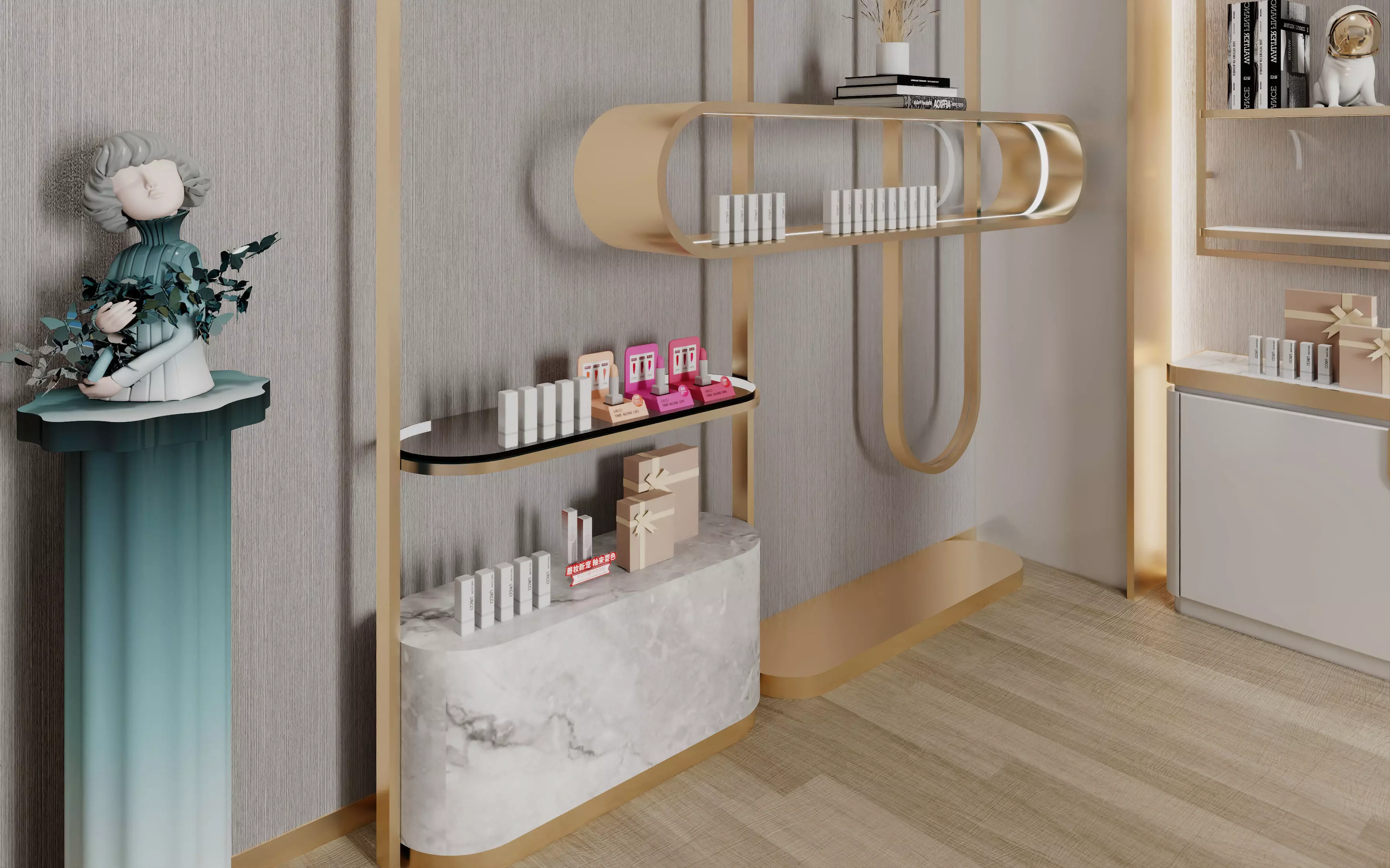 Exhibition Cosmetics  store - Modern live broadcast room Low-poly 3D model_2