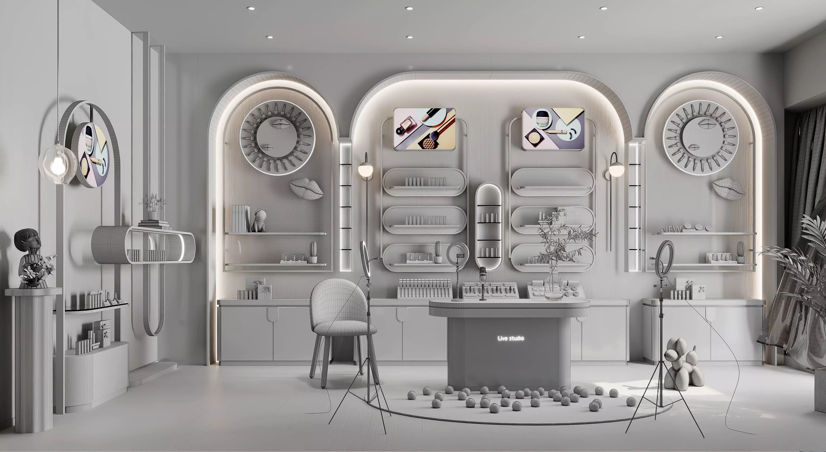 Exhibition Cosmetics  store - Modern live broadcast room Low-poly 3D model_8