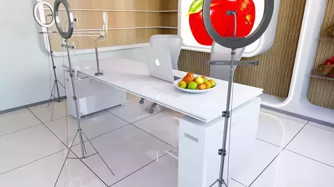 live broadcast room Agricultural Apple - Modern Exhibition Hall Low-poly 3D model