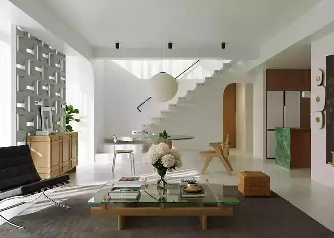 Mid Century interior scene