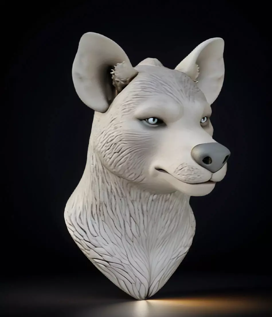 Hyena Head Bust 3D Model - STL Printable Wildlife Sculpture 3D print model_0