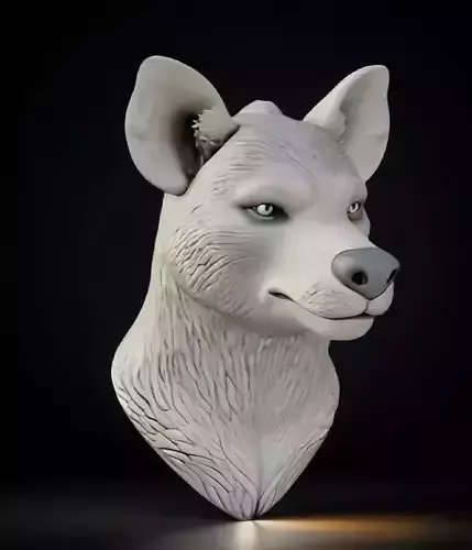Hyena Head Bust 3D Model - STL Printable Wildlife Sculpture 3D print model
