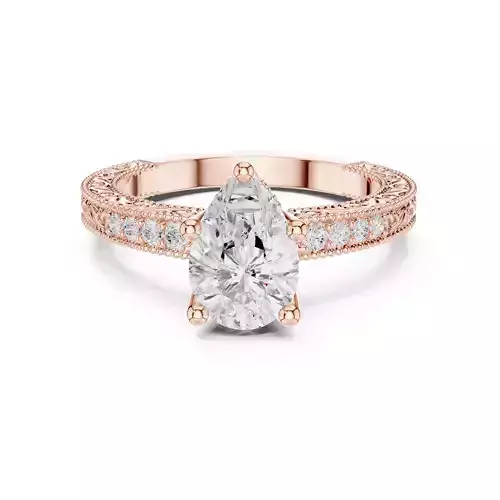 Pear Diamond Art Deco Vintage Wedding Ring 3DM STL Video