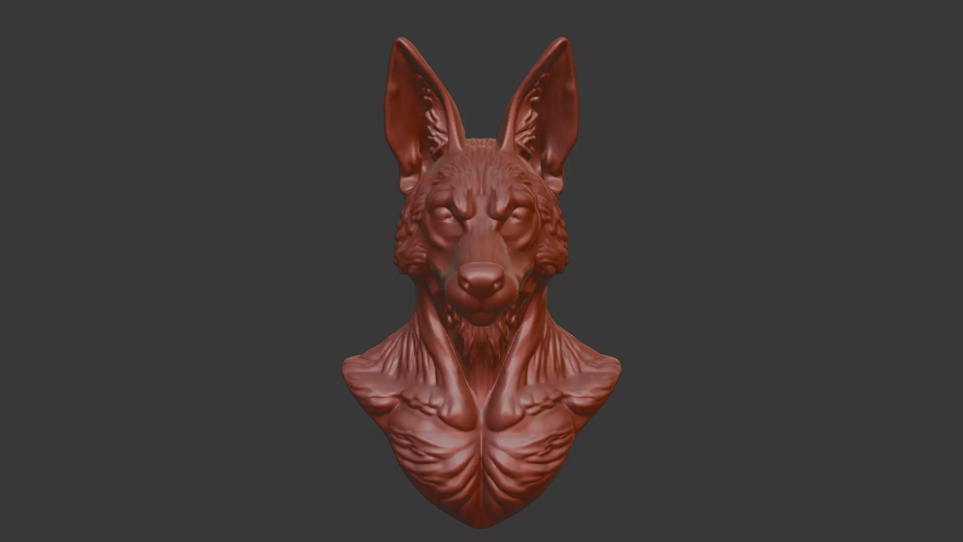 Jackal Head Bust 3D Model - STL Printable Canine Sculpture 3D print model_2
