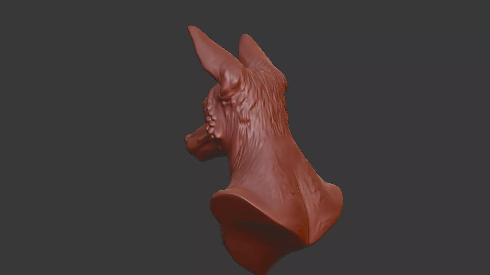 Jackal Head Bust 3D Model - STL Printable Canine Sculpture 3D print model_4