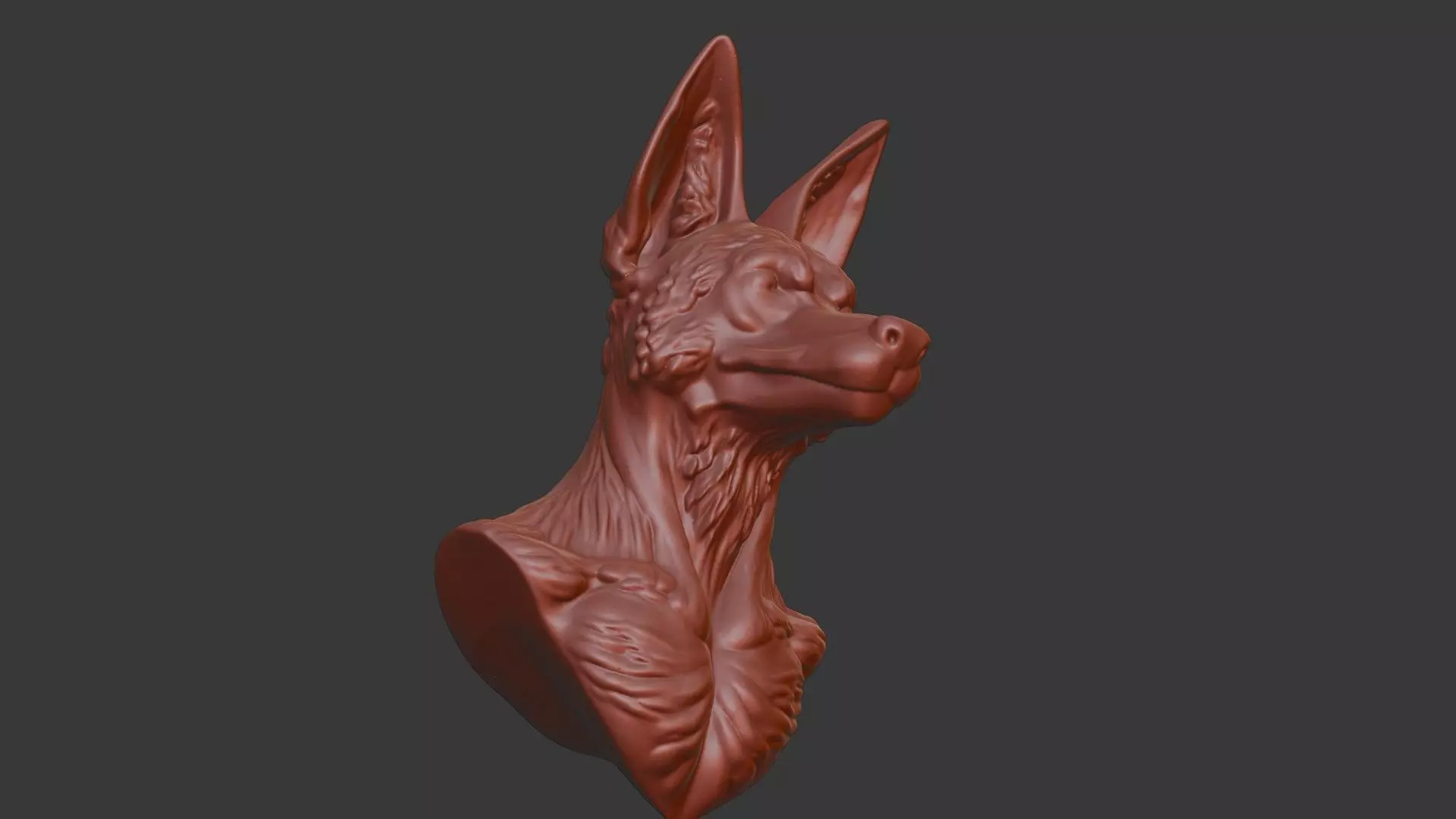 Jackal Head Bust 3D Model - STL Printable Canine Sculpture 3D print model_6