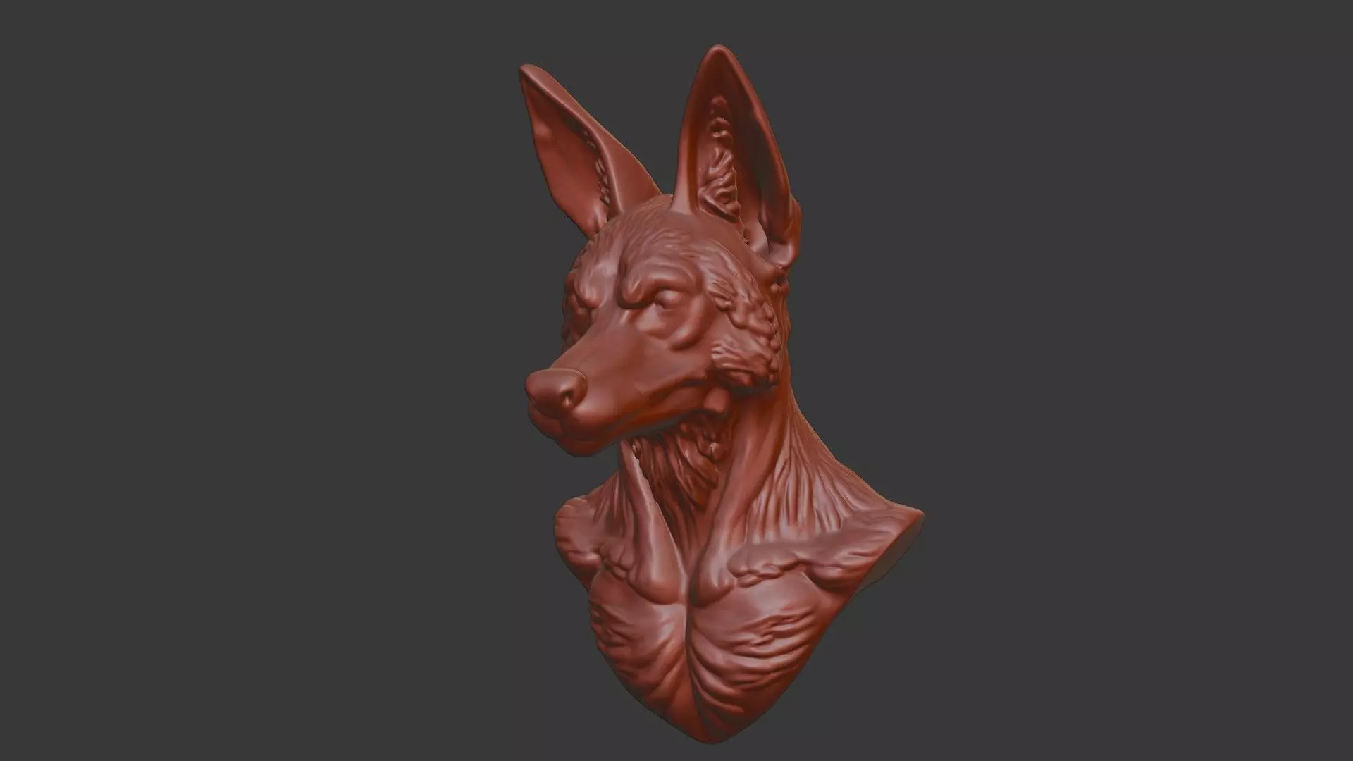 Jackal Head Bust 3D Model - STL Printable Canine Sculpture 3D print model_7