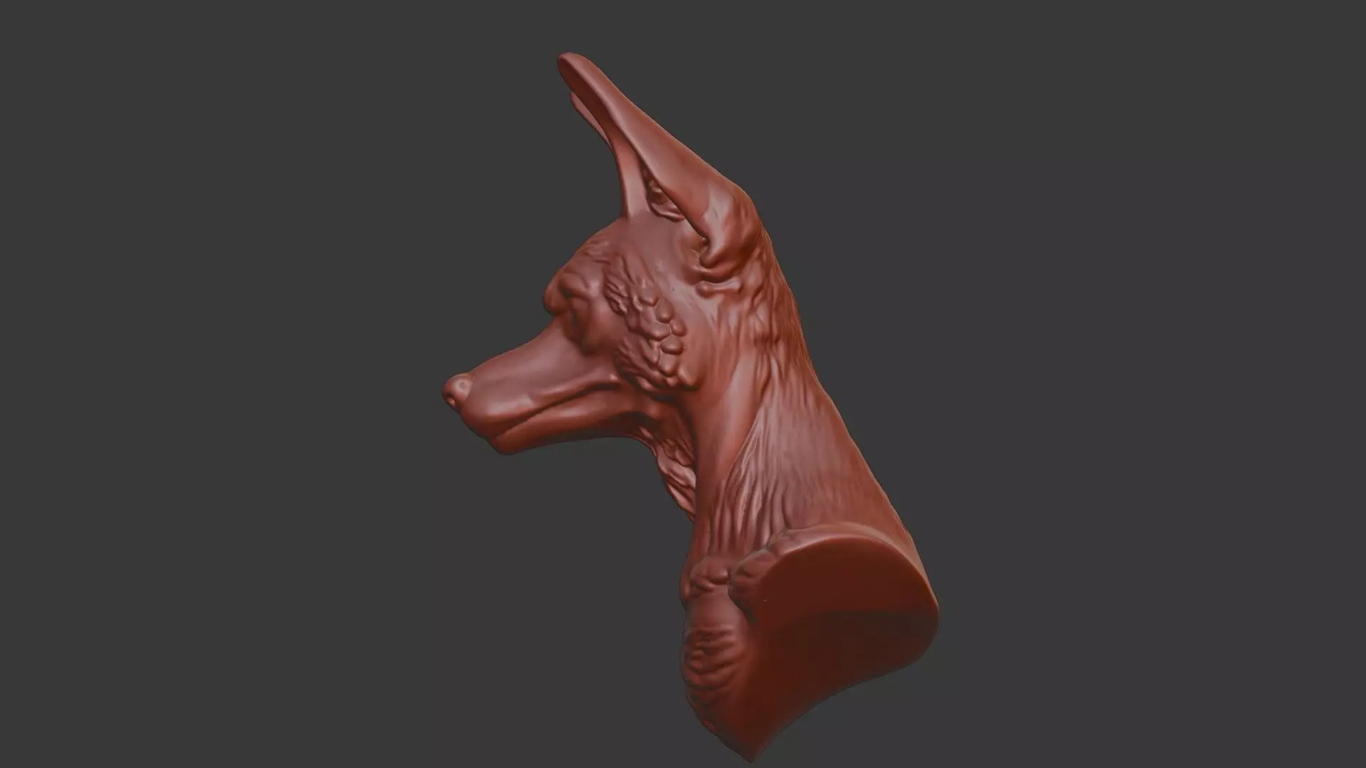 Jackal Head Bust 3D Model - STL Printable Canine Sculpture 3D print model_3