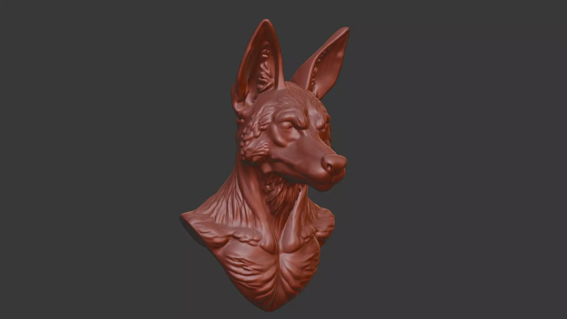 Jackal Head Bust 3D Model - STL Printable Canine Sculpture 3D print model_1