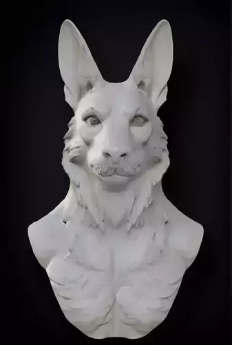 Jackal Head Bust 3D Model - STL Printable Canine Sculpture 3D print model